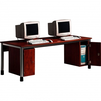 Computer-Holzunterbau links, abschließbar, Lüftungsschlitze 